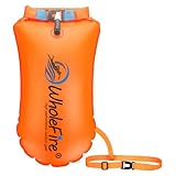 WholeFire 20L Swim Buoy Waterproof Inflatable Dry Bag Swim Safety Float for Water Sports, Open Water Swimmers, Triathletes, Kayakers and Snorkelers - Highly Visible Buoy Float for Safe Swim Training