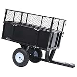 vidaXL Tipping Trailer for Lawn Mower, Heavy-Duty Steel Construction, High Load Capacity, Extendable Height, Foldable Side Walls