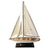 Thorness Detailed 35cm Long Wooden Model J Class Sailing Yacht | Americas Cup Racing Yacht | Nautical Ornament | sail Boat Model | Fully Assembled Model Boat kit