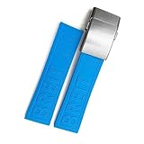 hoosouk 22mm 24mm Braided Rubber Watchband For Breitling Avenger Superocean Heritage Watch Strap Braceles Replacement Accessories(Blue 2 silver,22mm)