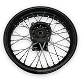 Red Circles Black 12" SDG Pit Bike Rear Wheel - Durable 12" SDG Rear Wheel with Black Rim and Silver Spokes, 15mm Axle Size, Perfect for Pit Bikes and Off-Road Adventures