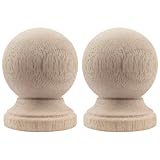 Unfinished Solid Wood Finials - Pack of 2, Newel Post Caps for Stairs, Bedpost & Flagpole Toppers, Large DIY Craft Wooden Decorative Tips with Pre-Drilled Holes (Large, Style 4)