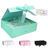 Blue Gift Box, Luxury Magnetic Gift Box with Lid Ribbon Greeting Card Shredded Paper, Gift Packaging Box for Present Birthday Wedding Anniversary Festival