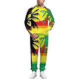 Rasta Palm Tree Unisex Casual Track Suits Workout Sets 2 Piece Outfits Sweatsuit Hooded And Pants M