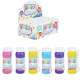 Lizzy 6 x Magic Bubble Tubs with Wand (50ml) | Party Favour Bubble Pots in 4 Assorted Colours | Kids Outdoor Toy for Birthdays, Lucky Dips & Summer Fun | Includes Bubble Wand (Pack of 6)