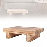 Wooden Step Stool, Multifunctional Paulownia Footstool, Vintage Footstool, Portable Bed Step Stool, Wooden Footrest Under Desk for Indoor and Outdoor Use (25 x 18 x 7cm)