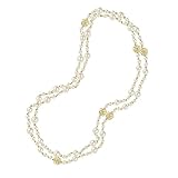 Aleasha Long Multilayer Pearl Necklace For Women Rose White Pearl Necklace Gold 1920s Jewelry Gift
