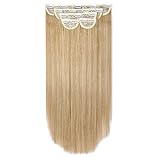 Lullabellz Super Thick Straight Clip In Hair Extensions 5-Piece, 22-Inch Length, Golden Blonde