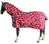 Horse Combo Turnout Rug - 100g Lightweight Sheep Printed Full Neck Protection Waterproof Sheet - Outdoor 600 Denier Blanket For Fields Yards Stable (6'9, Red 100g)