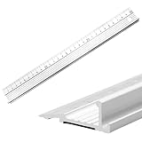 Lotnery 30cm White Aluminium Cutting Ruler with Raised Grip, Non-Slip Safety Edge Tool for Craft, DIY & Precision Measurement