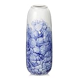 Hollyone 30CM Blue and White Ceramic Vase for Flowers, Chinoiserie Porcelain Flower Vase for Home Decor, Handmade Pottery for Living Room Shelf Dining Table Centerpiece Aesthetic Decorations