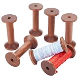 PH PandaHall Wooden Spools 6pcs Empty Wood Thread Spools Sewing Bobbins Spools Craft for Wire Weaving Ribbon Embroidery Thread Jewelry Chain Wrapping Arts Crafts Thread Cord Roll 7.5x3.5 cm
