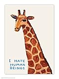 Brainbox Candy Official David Shrigley Postcard - 'I Hate Human Beings' - Funny Postcards - David Shrigley Art - A6 Print - Artistic Postcard