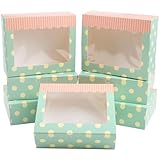 KEYIDO 12 Pack Candy Sweet Boxes with Window 6”×5”×2” Disposable Paper Treat Packing Gift Box Christmas Pastry Cookies Muffins Pies Brownie Boxes