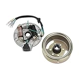 Dioche Pit Bike Stator, Magneto Stator Flywheel Rotor Kit Copper Aluminum for Start Engine PIT PRO PIT Bike
