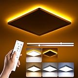 BLNAN LED Ceiling Lights for Bedroom, 24W 2400LM Dimmable Ceiling Light with Remote Control, 2000K Night Light, 3000K-6500K Square Flush Ceiling Lamp for Living Room,Bedroom, Kitchen, White 30CM