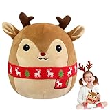 Christmas Elk Stuffed Animal Plush Pillow,Xmas Pillows for Boys Girls,Soft Hugging Pillow Cute Elk Plush Toy for Kids Birthday Christmas Party Favor Gift,Sofa Bedroom Kids Room Decorations(New)
