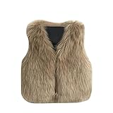 HOMEBABY Toddler Kids Baby Girl Faux Fur Gilets Winter Warm Baby Clothes Girls Sleeveless Jacket Winter Waistcoat Vest Coat Fluffy Thick Coat Outwear for 3-7 Years (3 Years, Khaki)