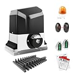 TOPENS RK1200T Automatic Sliding Gate Opener Rack Drive Electric Gate Motor for Heavy Driveway Slide Gates Up to 1500kg, Security Gate Operator AC Powered with Gear Rack, Beacon and Photo Sensor