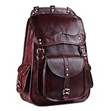 Handmade World Vintage Full Grain 21 Inch Leather Laptop LARGE Backpack Casual Bookbag Daypack Camping Travel Rucksack Knapsack (Brown)