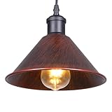 GIGGI Retro Rustic Brown Light Shade Ceiling, Cone Metal Lampshades for Ceiling Lights, Industrial Easy Fit Pendant Lamp Shades for Table Lamps, Living Room, Bedroom, Kitchen, Hallway, Home Décor