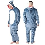 NOROZE Onesie Halloween Costume | Unisex Skeleton and Shark Playsuit Adult Men's Pyjamas Loungewear Supersoft Fleece Jumpsuit Women's Plush Pajamas Hoodie (M, Shark Grey)