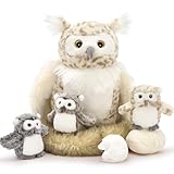 MorisMos Owl Soft Toy with Babies inside, Lifelike Owl Stuffed Animal Plush Cuddly, Kawaii Presents for Kids Girls Boys Birthday Party Decorations (40 cm)