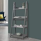 Modena 4 Tier Wooden Ladder Storage Rack Display Stand Shelving Unit Bedroom (Grey)