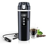 Car Kettle 12V/24V Kettle for Car, 500ml Travel Kettle Car with Cigarette Lighte and LCD Display Adjustable Temperature, Automatic switch off, 500ml Electric Heating Cup for Cars and Trucks (Black)