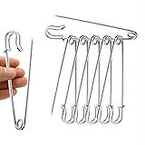 6PCS 4 Inch Large Safety Pins Strong, Metal Nappy Pins Safety Lock Kilt Pins, Extra Large Steel for Arts Crafts Dressmaking Jewelry Household