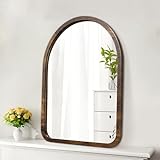 HLFMVWE Large Arched Mirrors for Wall Wooden Framed Vintage Rustic Farmhouse Vanity Mirror Decor Bathroom Living Room Bedroom Entryway Hallway Rustic Brown