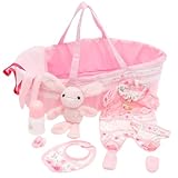 NZWBSHSSP 10 Pcs Reborn Dolls Accessories with Bassinet Baby Doll Clothes Accessories Set for 17-22 In Newborn Babies Doll Girls Set with Bassinet Diaper Feeding Bottle for Children Toddler Girl