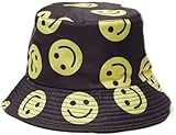 HAJRA® Versatile Unisex Cotton Bucket HAT with a Charming Print, Ideal for Sun, Hiking, Holidays. Bucket Hat Design Fits All Men, Women, Teens. 56-58cm (Black Hat Emoji)