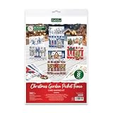 Katy Sue Christmas Garden Picket Fence Card Making Kit - 8 Shaped Cards, Die-Cut Embellishments, Background Scenes, Sticky Foam Pads, Instructions & 8 Envelopes for Christmas Card Making Supplies
