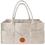 Maliton Nappy Caddy, Newborn Essentials for Diaper Caddy, Sturdy Portable Washable Baby Caddy with Detachable Compartments. Baby Essentials for Newborn, Nappy Organiser for Indoor Outdoor, Khaki