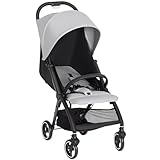 AIYAPLAY Baby Pushchair, Foldable Toddler Stroller with Adjustable Backrest & Footrest, Canopy, Storage Basket, Compact with One Hand Baby Buggy, from Birth to 3 Years (15kg), Light Grey