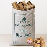 60L HARDWOOD LOGS Hotlogs Big White Bumper Bag Premium Kiln-Dried Wood – (60 Litre) - Ideal for Open fires, Fire Burning Stoves, BBQ's, Log Burners, Camping Fires, Fire Pits & Pizza Ovens.
