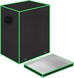 Oairgico 55 x 40 x 65 cm Grow Tent with Observation Window, Floor Tray, Ventilation Window and Cable Passage (Black, Polyester)