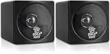Pyle 7.6cm Mini Cube Bookshelf Speakers, 100W Compact Stereo Speakers for Home Audio, Desktop, and TV, Clear Full-Range Sound, Pair (Black)