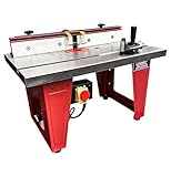 LUMBER JACK Cast Iron Router Table with A One Piece Aluminium Fence & Compact Leg Stand, Universal Router Mount and Adjustable Table Insert