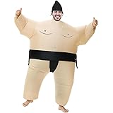 Xryhze Inflatable Sumo Wrestler Costume for Adult Air Blow up Wrestling Costume for Fancy Halloween Christmas Cosplay Party Dress (Black)