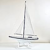 Darthome White Sailing Yacht Collectable Model 66cm Nautical Wood Boat Fabric Sail Large