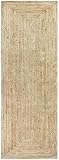 HAMID Rug Jute Runner Alhambra Natural Colour, Jute Rug, Area Rug 100% Jute Fibre Hand Wovem, Braided Rug for Home, Living Room, Floor Carpet..(200x80cm)