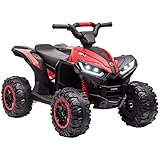 HOMCOM 12V Electric Quad Bike for Kids Ride On Car ATV Toy, with Forward Reverse Functions, LED Headlights, Music, for Ages 3-5 Years - Red