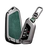 KUNIO for Volkswagen 3/5 Button Leather Metal Car Key Fob Cover Case Fit for VW ID.3 ID.4 2025 Golf 8 GTI R Atlas Cross Sport Skoda Octavia 2024 Keychain Key Fob Protetcor Accessories C Green