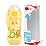NUK Kiddy Cup Toddler Cup | 12+ Months | 300 ml | Leak-Proof Toughened Spout | Clip & Protective Cap | BPA-Free | Yellow