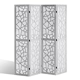 VEVOR Wood Room Divider, 4 Panel Wood Folding Privacy Screen, 66.9 Inches Tall Indoor Carved Wooden Partition, Portable Decoration Screen, for Room Separation, Home, Office, Restaurant & Bedroom