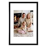 EYMPEU Black 12x8 Photo Frame, 6x8 with Mat or 12x8 Without Mat, 8x6 Frame with Stand for Tabletop or Wall Hanging - Single