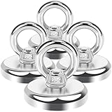 Aenienoe Strong Neodymium Magnets Fishing 110lb Pulling Force Heavy Duty Extra Strong Magnets Industrial Magnet for Retrieving in River and Salvage 4 Pack 1.26in(32mm)