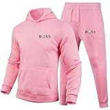 RUMAOZIA Jogging Suit Men's 2-Piece Tracksuit Hoodie and Sports Trousers Tracksuit Two Piece Hoodie and Jogging Bottoms Slim Fit Winter Sports Suit Y2K Loose Leisure Suit Tracksuit, B Pink, XL